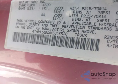 1998 Toyota Tacoma z USA, uszkodzony, nr VIN 4TAVL52NXWZ048530